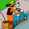 Motor Scooter Games: Goofys Hot Dog Drop - Goofys Hot Dog Drop is an online scooter delivery driving game. Everyone is craving a hot dog, and Goofy is the only one in town who can answer their call. Help Goofy prove to the town that he's the best hot dog delivery guy around! Use your arrow keys to drive your scooter, press C key to toss a hot dog high and spacebar to toss a hot dog low. Drive carefully! Keep an eye on your gas gauge and on many obstacles in your way! Make sure you have enough hot dogs for all your customers! Good luck!