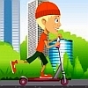 Scooter Games: Scooter Obstacle Course - In this Crazy Scooter Obstacle Course online game you've got your trusty scooter. Or maybe you'd rather use your skateboard. Either way, there's a pretty serious obstacle course ahead. You have 60 seconds to finish each level, the less time you use the higher score you will get. If you finish in less than 60 seconds, you get an extra life. If it takes you more than 120 seconds, you will lose points! Use your arrow keys to drive. Think you can skate your way through it in the game called Scooter Obstacle Course?